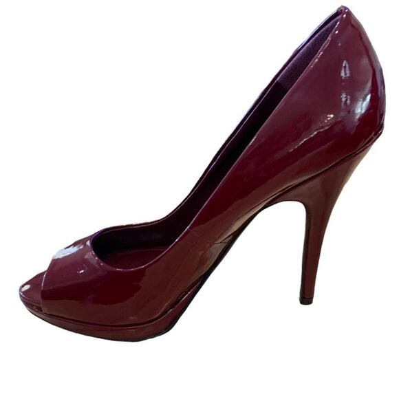 Aldo shoes stiletto 4.5” heels 1/2” platform peep almond toe size 38. Burgundy - Picture 4 of 12